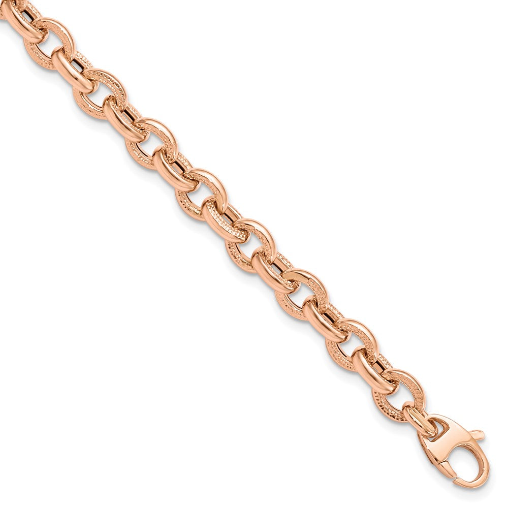 14K Rose Gold Textured 1.4mm Link 7.5 inch Bracelet