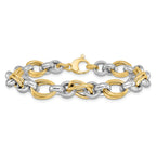14K Two-tone Polished 8.25mm Open Link 7.5 inch Bracelet