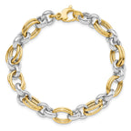14K Two-tone Polished 8.25mm Open Link 7.5 inch Bracelet