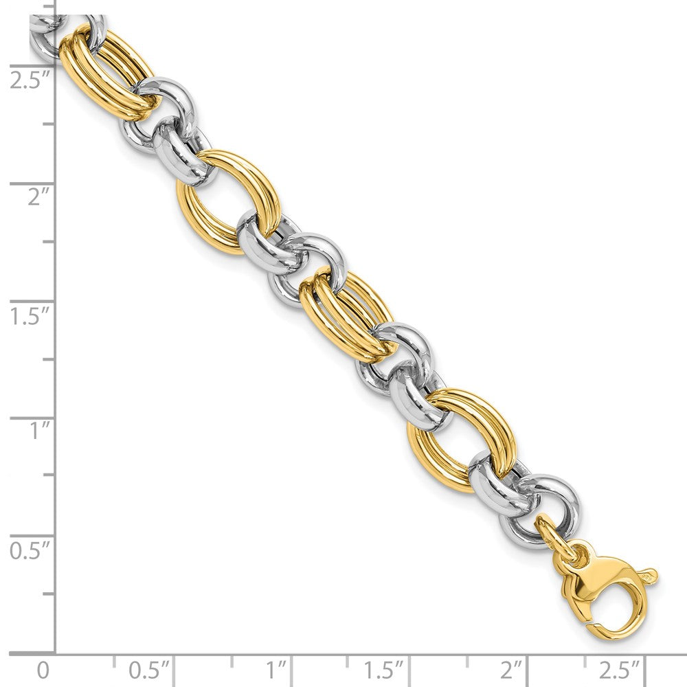 14K Two-tone Polished 8.25mm Open Link 7.5 inch Bracelet