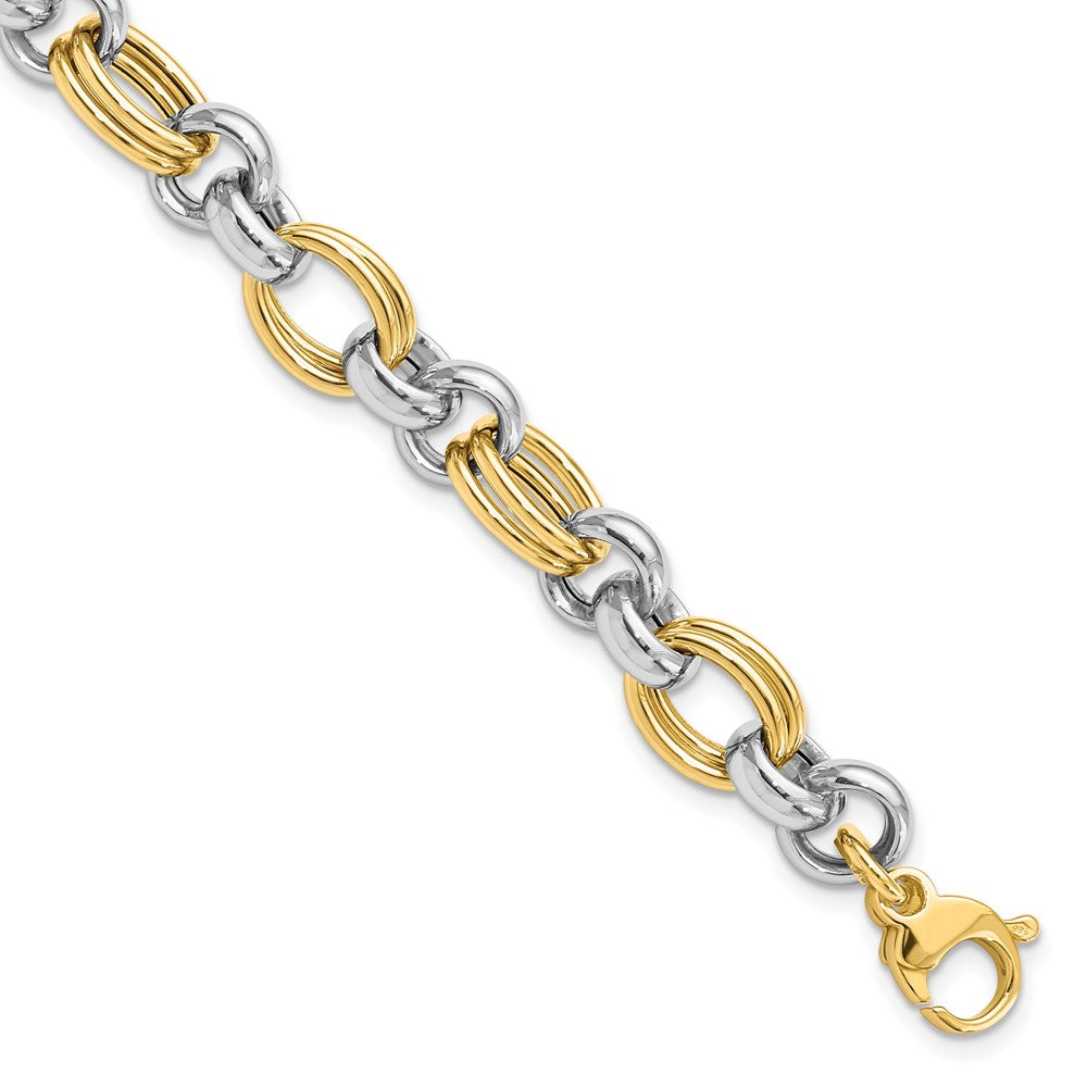 14K Two-tone Polished 8.25mm Open Link 7.5 inch Bracelet