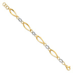 14K Two-tone Polished and Diamond-cut Link 7.25 inch with .5 inch extender Bracelet