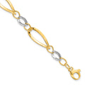 14K Two-tone Polished and Diamond-cut Link 7.25 inch with .5 inch extender Bracelet
