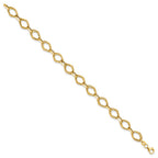14K Polished and Textured Fancy Link 7.5 inch Bracelet
