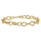 14K Polished and Textured Fancy Link 7.5 inch Bracelet