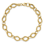 14K Polished and Textured Fancy Link 7.5 inch Bracelet