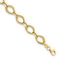 14K Polished and Textured Fancy Link 7.5 inch Bracelet