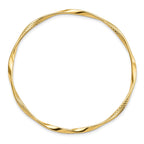 14K Polished and Textured Twisted Slip-on Bangle