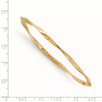 14K Polished and Textured Twisted Slip-on Bangle