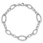 14K White Gold Polished and Textured 9.0mm Link 7.5 inch Bracelet