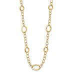 14K Polished Fancy Link with Oval Stations 17 inch with 2inch extender Necklace