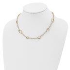 14K Polished Fancy Link with Oval Stations 17 inch with 2inch extender Necklace
