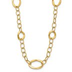 14K Polished Fancy Link with Oval Stations 17 inch with 2inch extender Necklace