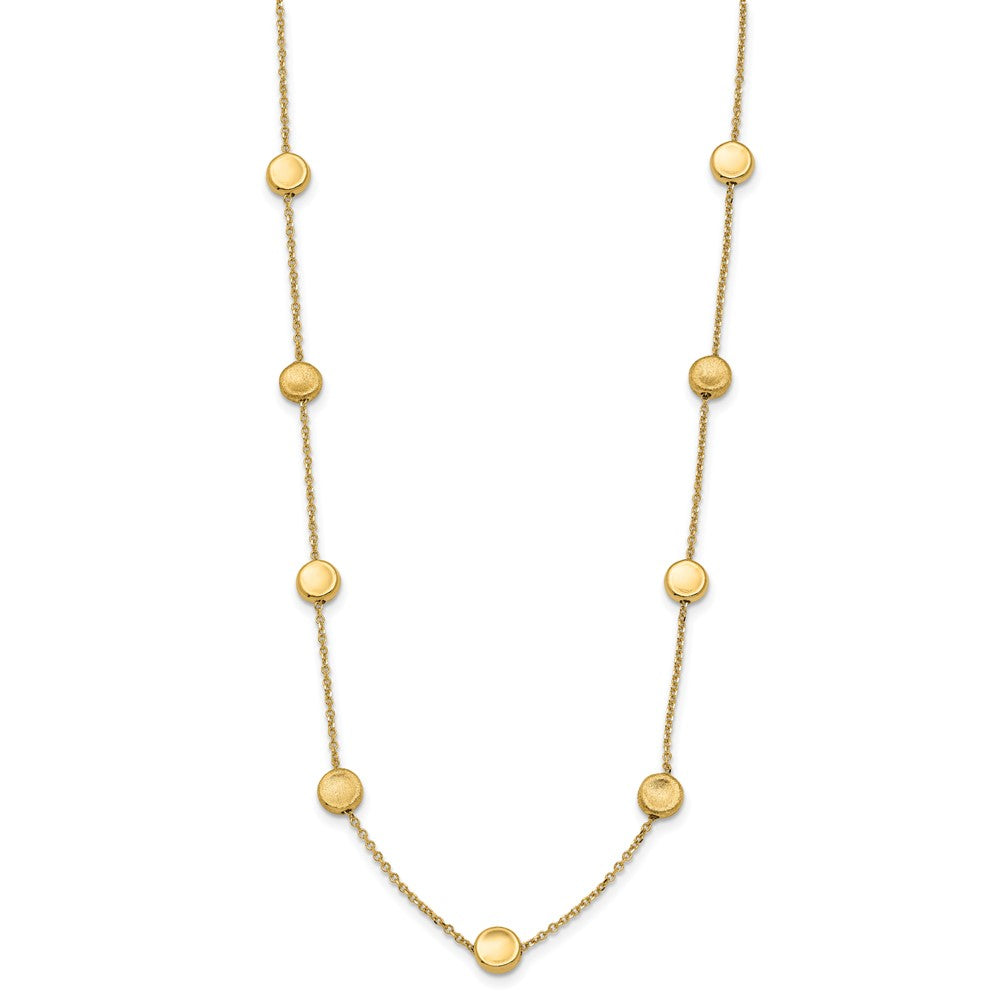 14K Polished and Satin Beaded Necklace