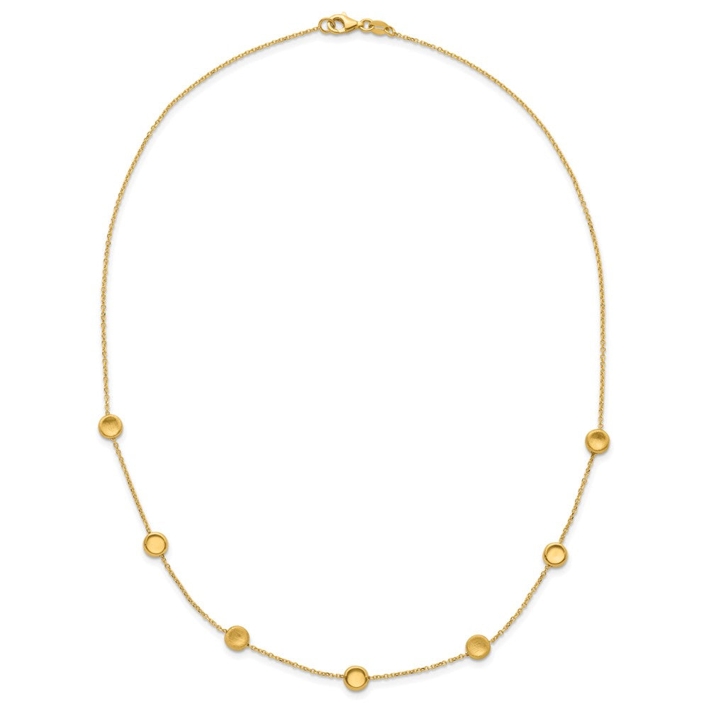 14K Polished and Satin Beaded Necklace