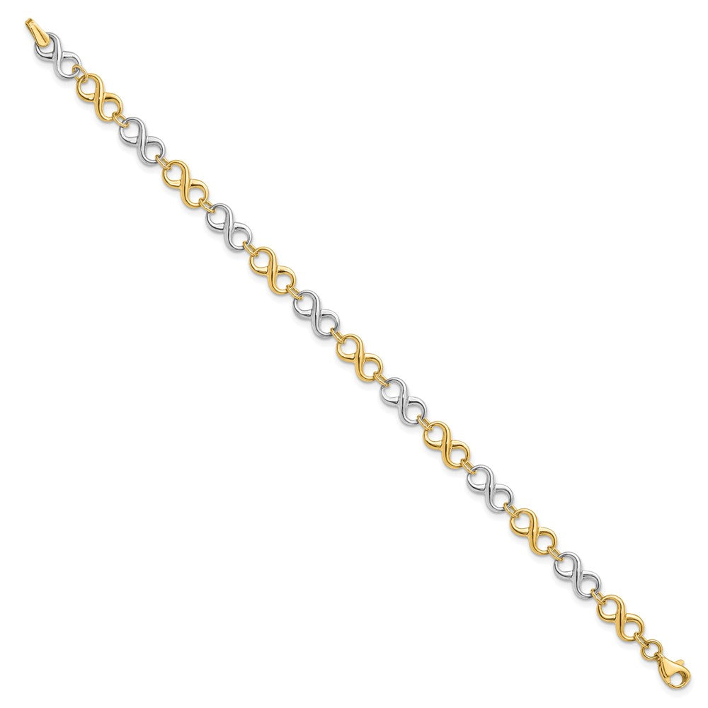 14K Two-tone Polished Infinity Link 7.25 inch Bracelet