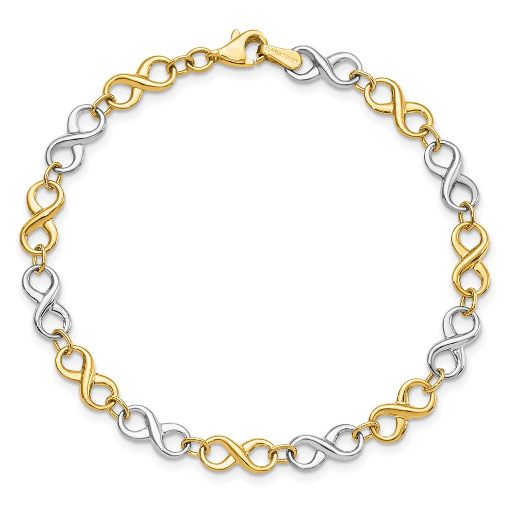 14K Two-tone Polished Infinity Link 7.25 inch Bracelet