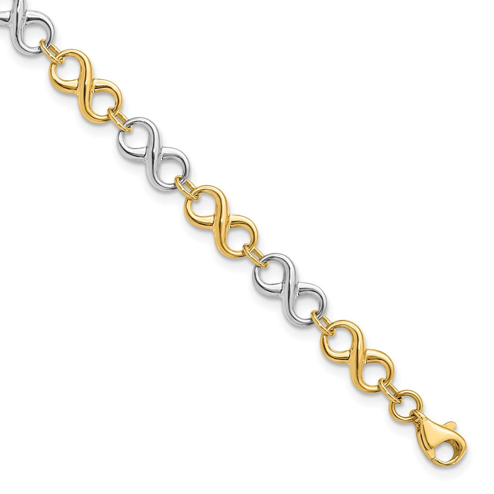 14K Two-tone Polished Infinity Link 7.25 inch Bracelet