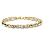 14K Two-tone Polished Fancy Link 7.25 inch Bracelet
