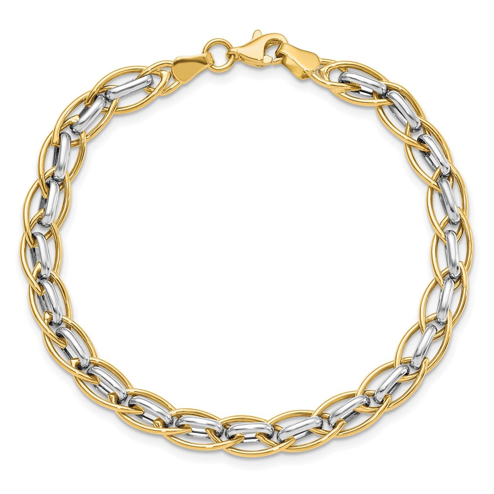 14K Two-tone Polished Fancy Link 7.25 inch Bracelet