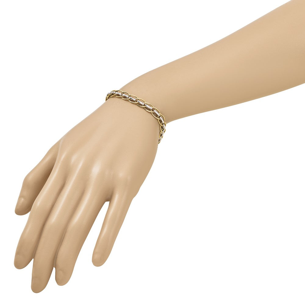14K Two-tone Polished Fancy Link 7.25 inch Bracelet