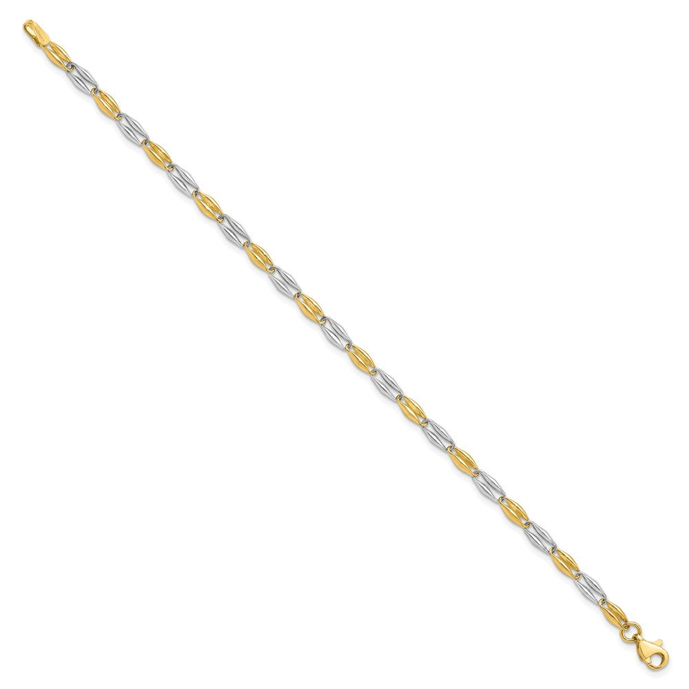 14K Two-tone Polished Fancy Link 7.25 inch Bracelet