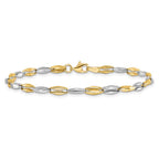 14K Two-tone Polished Fancy Link 7.25 inch Bracelet