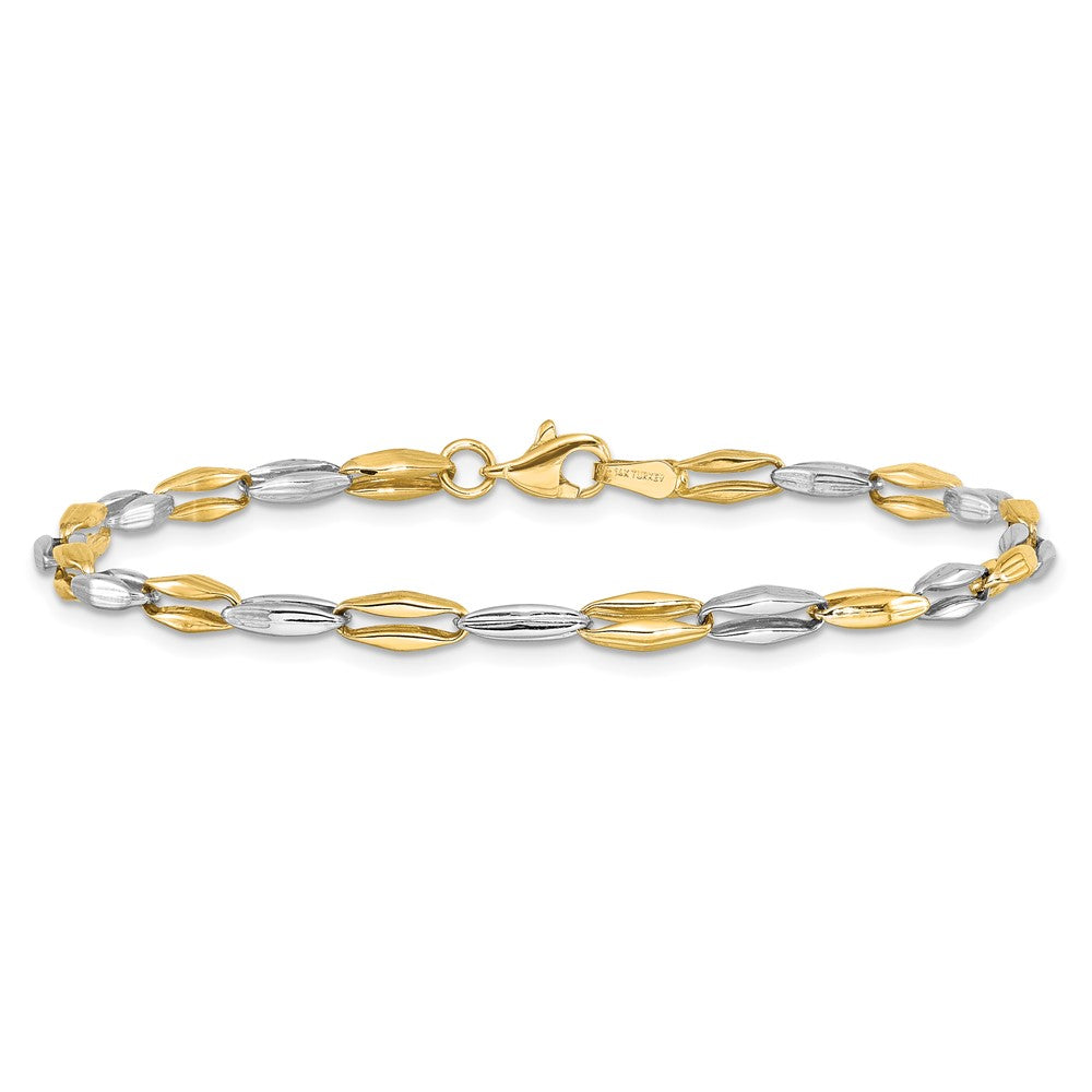 14K Two-tone Polished Fancy Link 7.25 inch Bracelet