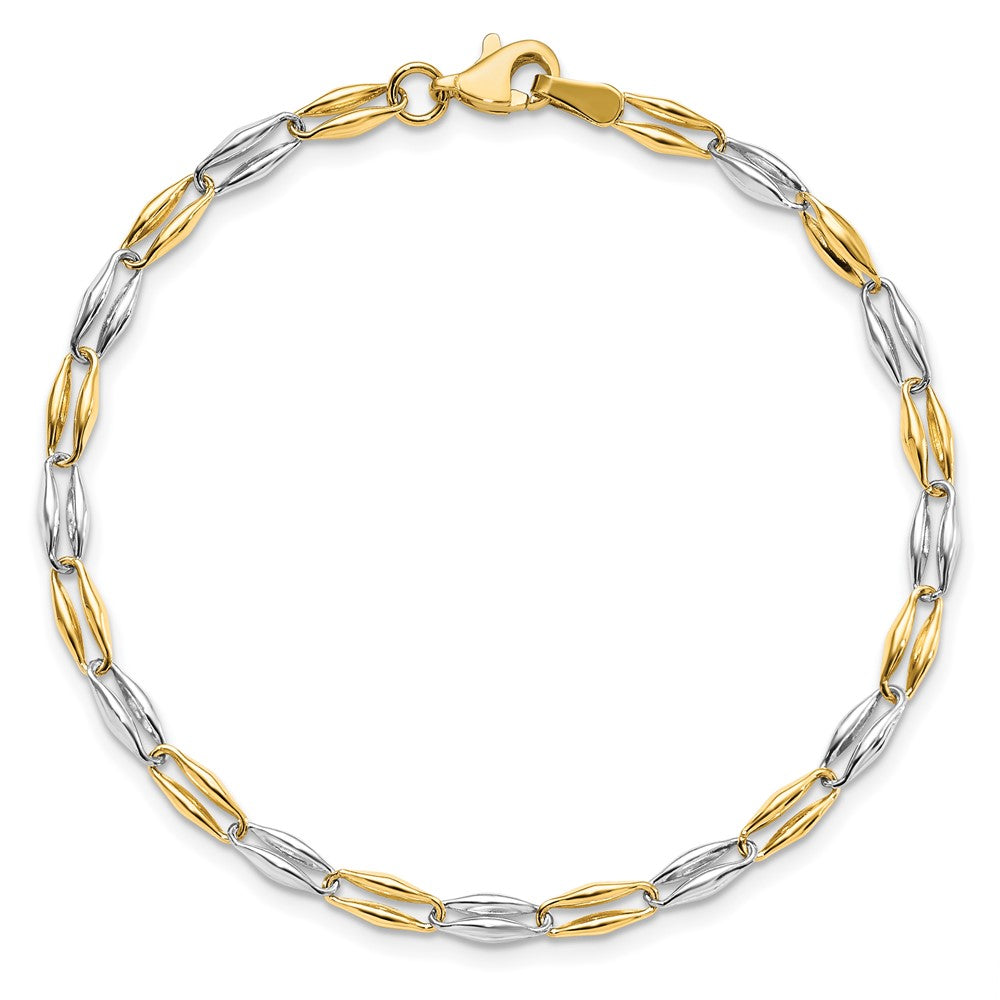 14K Two-tone Polished Fancy Link 7.25 inch Bracelet