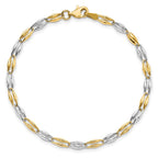 14K Two-tone Polished Fancy Link 7.25 inch Bracelet