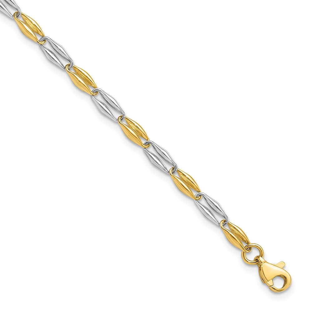14K Two-tone Polished Fancy Link 7.25 inch Bracelet