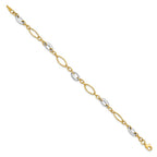 14K Two-tone Polished Fancy Link 7.25 inch Bracelet