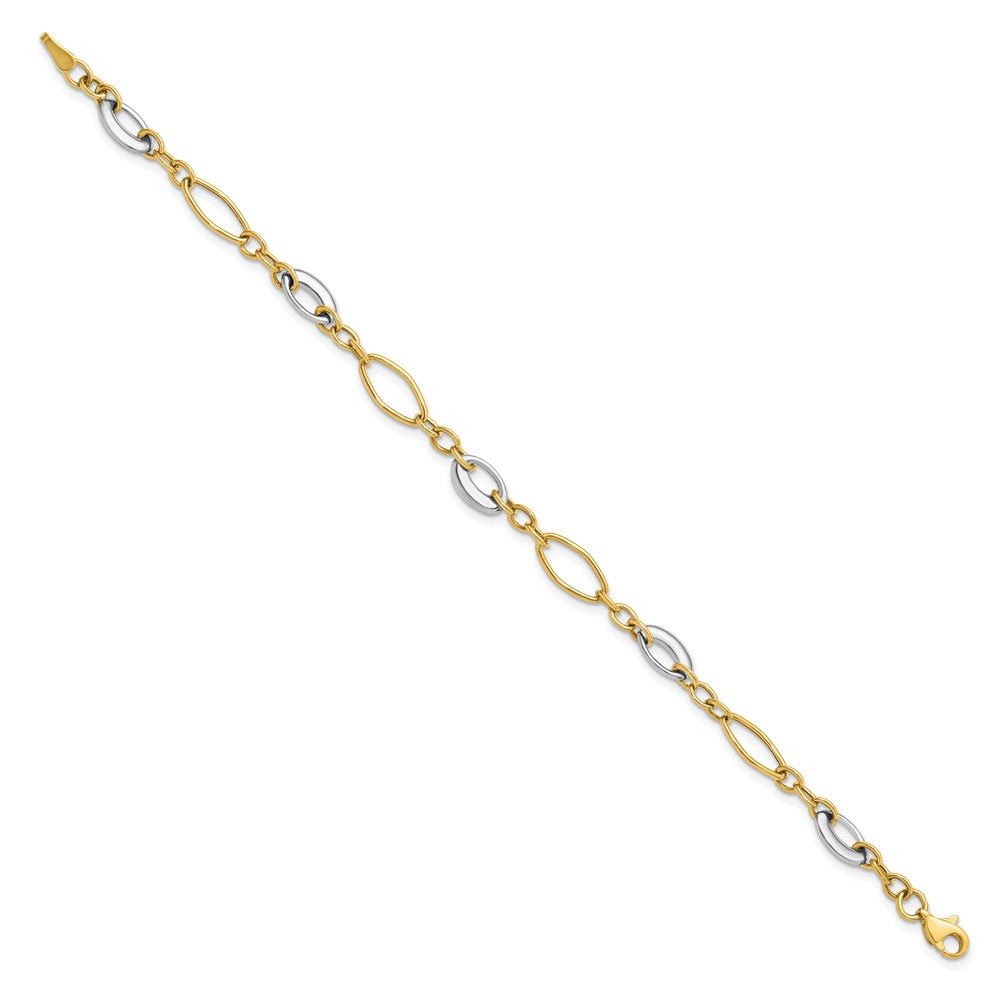 14K Two-tone Polished Fancy Link 7.25 inch Bracelet