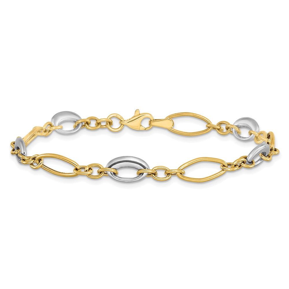 14K Two-tone Polished Fancy Link 7.25 inch Bracelet