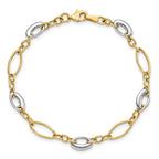 14K Two-tone Polished Fancy Link 7.25 inch Bracelet