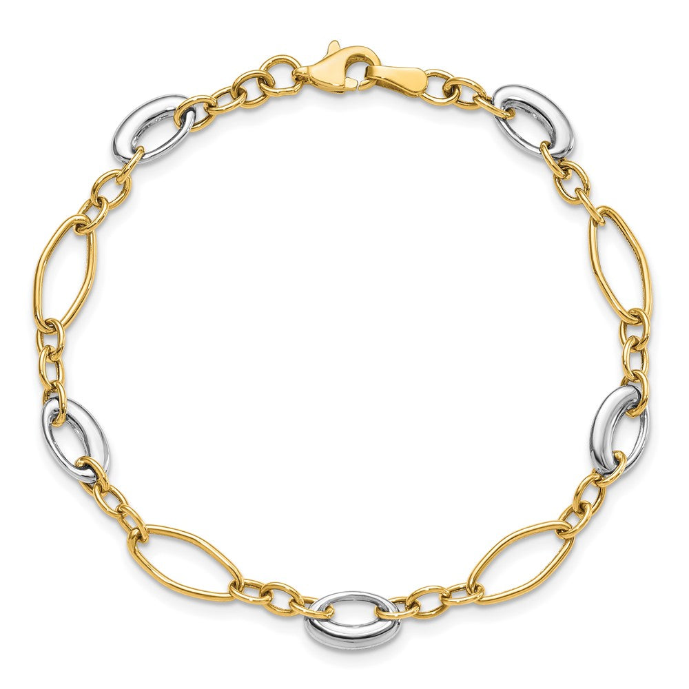 14K Two-tone Polished Fancy Link 7.25 inch Bracelet