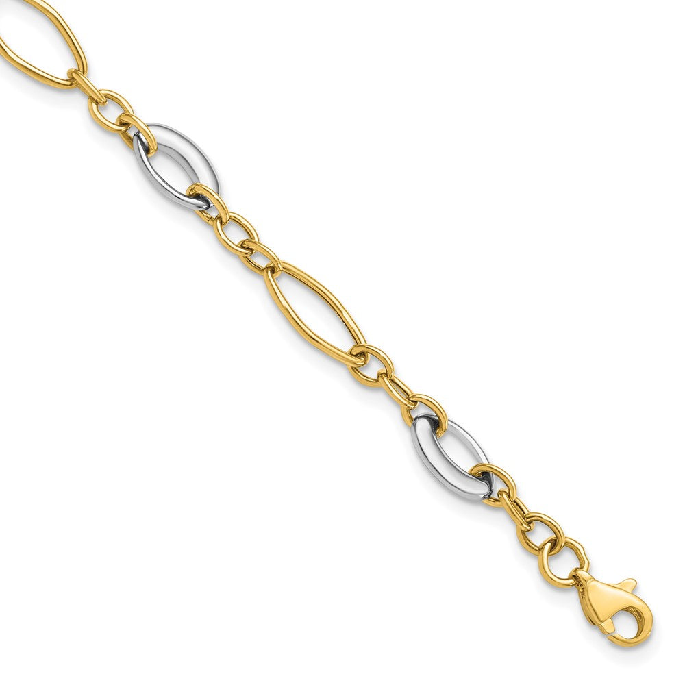 14K Two-tone Polished Fancy Link 7.25 inch Bracelet