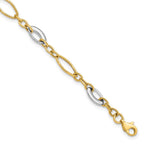 14K Two-tone Polished Fancy Link 7.25 inch Bracelet