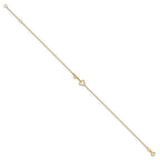 14K Polished Key 9 inch Plus 1 inch Extender - Total 10 inch Anklet
