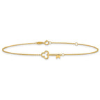 14K Polished Key 9 inch Plus 1 inch Extender - Total 10 inch Anklet