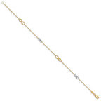 14K Two-tone Infinity 4-Station 9 inch Plus 1 inch Extender - Total 10 inch Anklet