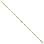 14K Two-tone Polished Fancy Link Anklet