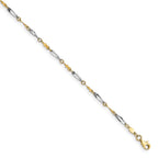 14K Two-tone Polished Fancy Link Anklet