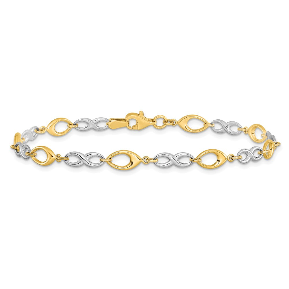 14K Two-tone Polished Infinity Link 7.5 inch  Bracelet