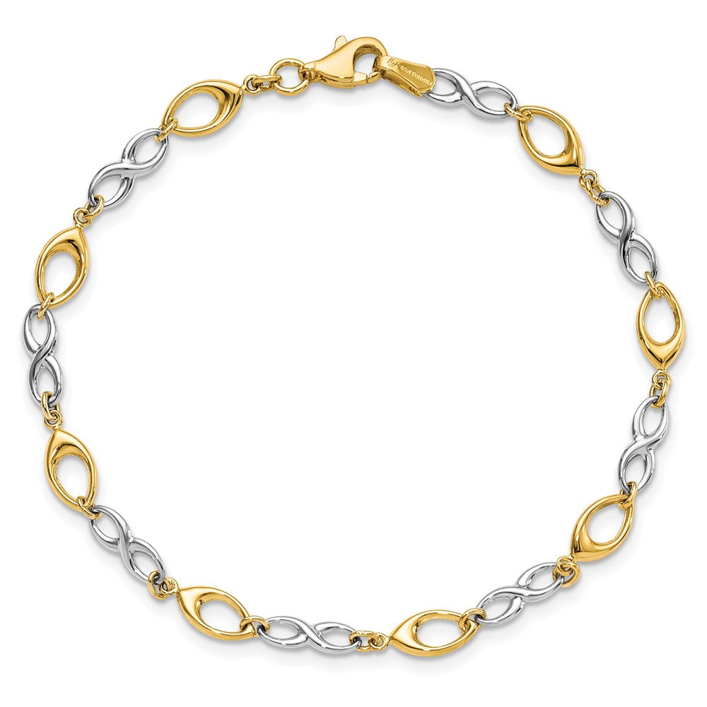14K Two-tone Polished Infinity Link 7.5 inch  Bracelet