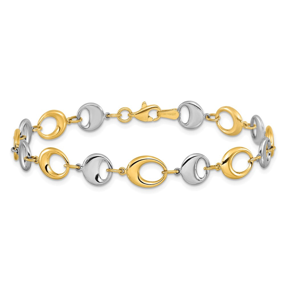 14K Two-tone Polished 8.0mm Contemporary Oval Link 7.75 inch Bracelet