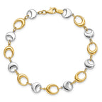 14K Two-tone Polished 8.0mm Contemporary Oval Link 7.75 inch Bracelet