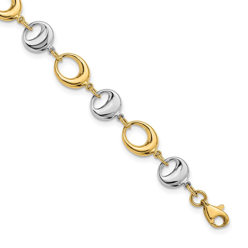 14K Two-tone Polished 8.0mm Contemporary Oval Link 7.75 inch Bracelet