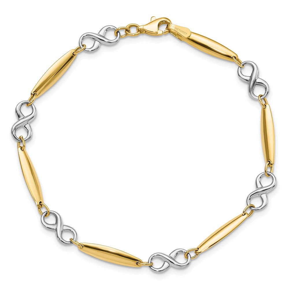 14K Two-tone Polished 5.0mm Infinity Link 7.75 inch Bracelet