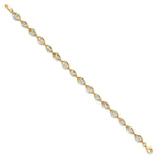 14K with White Rhodium Polished and Diamond-cut 6.0mm Fancy Open Link 7.5 inch Bracelet